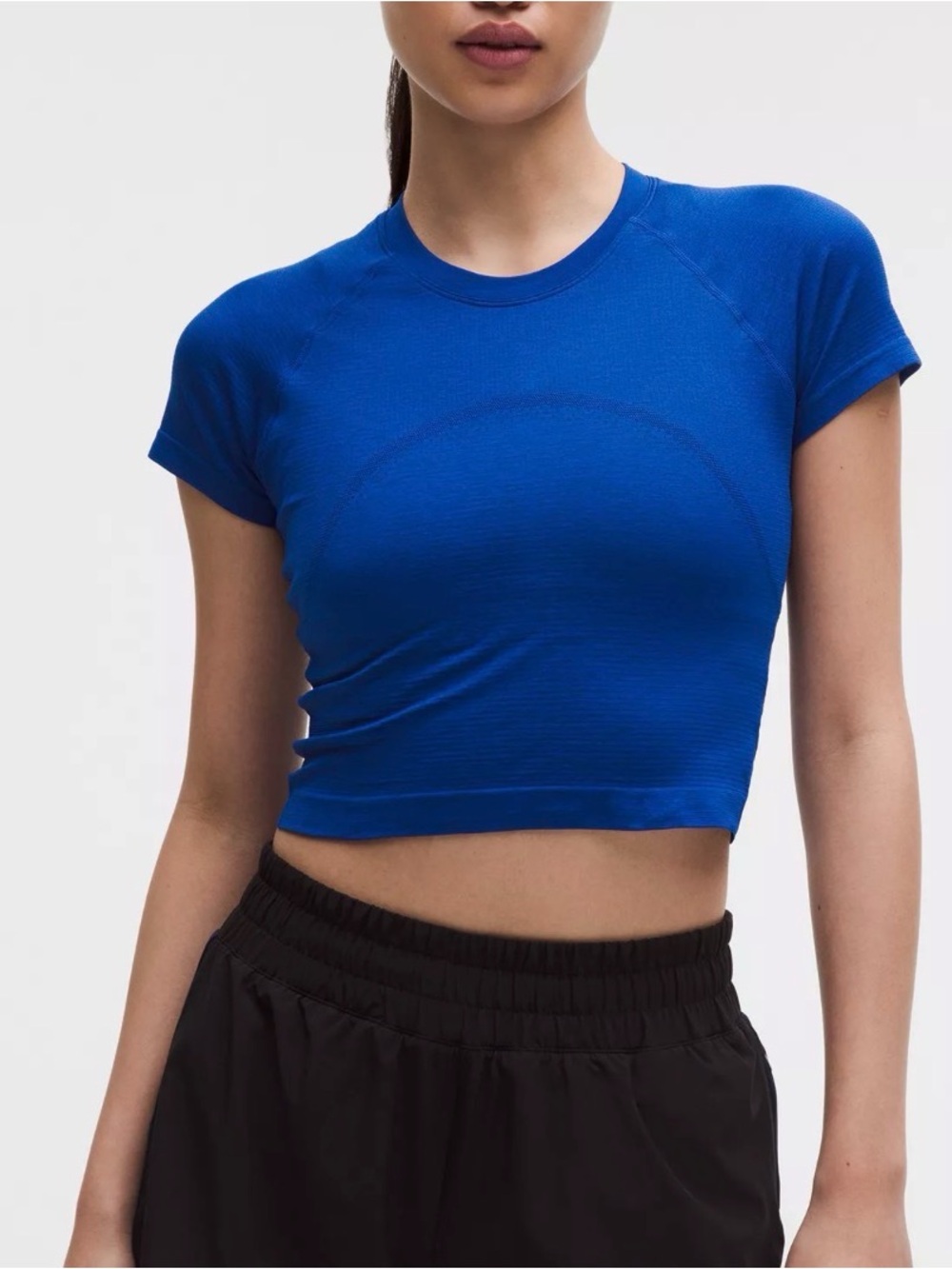Lululemon Swiftly Tech Blue Crop Tee